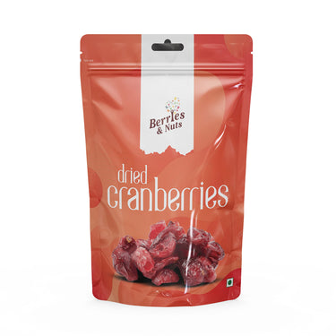 Berries And Nuts Premium Whole Dried Cranberries 1 Kg| Antioxidant Rich, Dietary Fiber, No Gluten, Immunity Booster | 5 Pack of 200 Grams